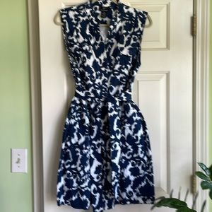 Fun Ikat print navy & white dress